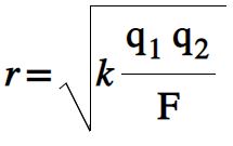 Формула нахождения расстояния между зарядами R