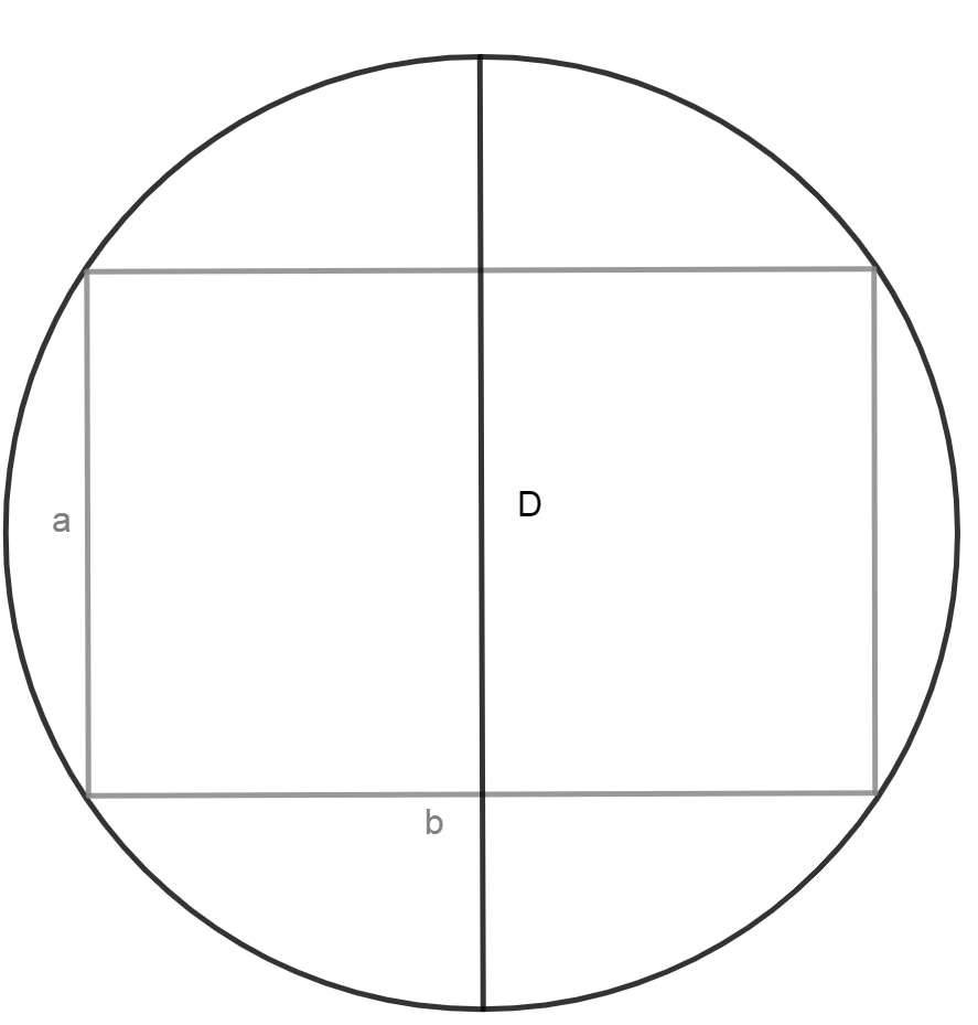 площадь прямоугольника по диаметру описанной окружности и любой стороне