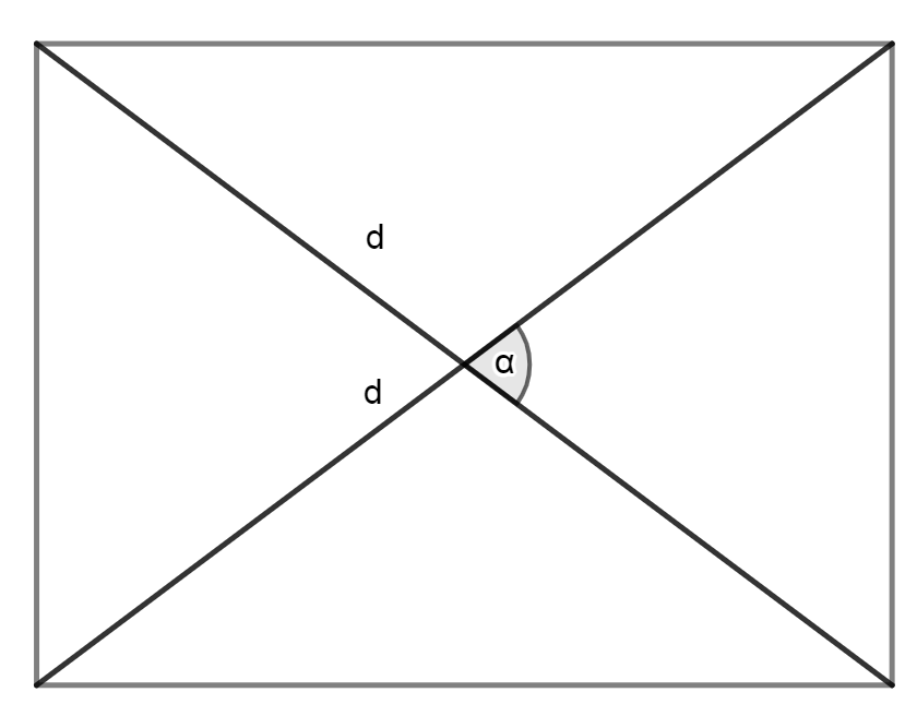 площадь прямоугольника по диагонали и синусу острого угла между диагоналями