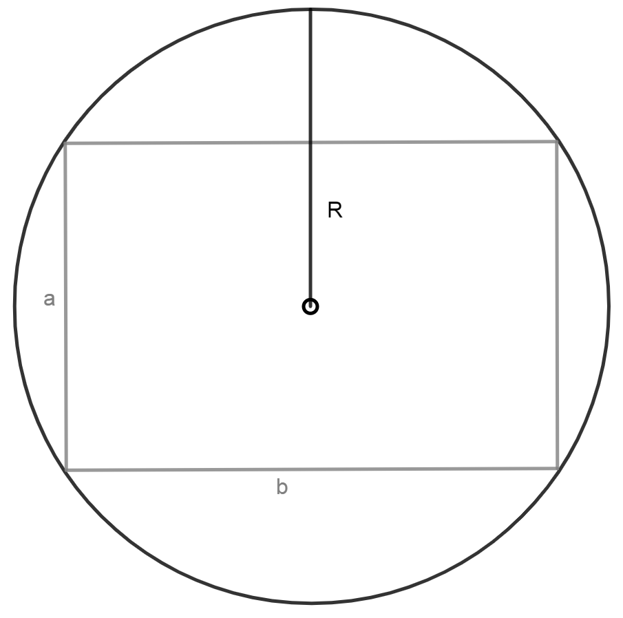 Как вычислить длину стороны прямоугольника по радиусу описанной окружности и второй стороне