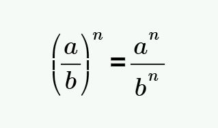 Отношение чисел a и b в степени n, можно представить как отношение числа a в степени n к числу b в степени n.